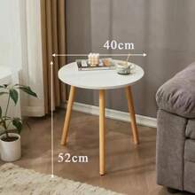 Semplice tavolino da comodino in legno rotondo con cornice in legno massiccio, mobile da piccoli spazi come tavolo da caffè laterale, per reception, ufficio, soggiorno, camera da letto