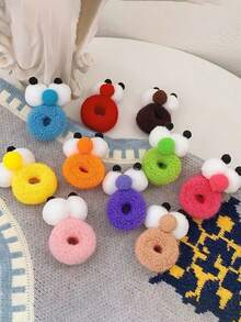 Set de 5 scrunchies de ojos grandes, divertidos y lindos de estilo minimalista y de colores caramelo, con alta elasticidad, adecuados para todo tipo de cabello y ocasiones como el hogar, salidas, viajes y trabajo, un accesorio ideal para mujeres y un regalo perfecto - Multicolor - Ver 2