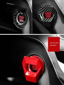 汽车发动机启停按钮盖一键启动按钮点火盖车用配件防刮通用按钮装饰圈 - 彩色 - 查看 7