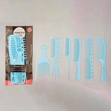 NEFOUME 6 件套专业理发店发型梳套装，适用于男士复古发型，包括尾梳、双面梳、造型梳、宽齿梳、尖梳和锥形梳，适用于沙龙和理发店、返校、旅行度假必需品、女士发饰 - 彩色 - 查看 13