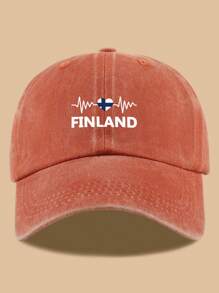1 件可调节芬兰国旗和心电图印花棒球帽，轻便卡车司机帽，非常适合户外运动、徒步旅行和露营 | 爱国设计，户外头饰 | 复古风格帽子，节日和生日的理想礼物