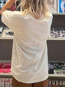 We Are Back With Back To Printed T-Shirt, Spring And Summer Round Neck Short Sleeved Women'S T-Shirt, Pure Breathable Casual Sports Top, Holiday Gift - Apricot - View 2