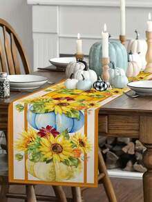 1 Stück/10 Stücke Herbst Kürbis-Tischläufer, Thanksgiving Dekoration, Erntedankfest Deko, Landhausstil, leinen-ähnliches Material, 33*91CM/33*183CM/33*274CM, Innen- und Außenraum, Party, Heim, Küche, Esszimmer Tischdekoration, Kürbis-Thema