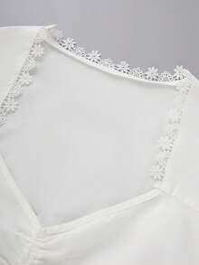 ii Women Oktoberfest Dirndl Blouse Bavarian Dirndl Shirt Authentic Dirndl Costume Lace Sweetheart Neck Crop Top, Halloween - White - View 4