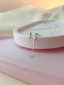 suteyi Colar de Gatinho Exquisito e Fofo Feminino, Colar de Gato em Ouro 18K, Joias de Gato em Aço Inoxidável, Colar de Gatinho, Pingente de Gato