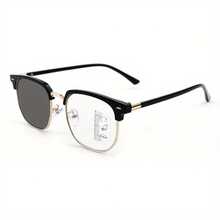 Fashion Progressive Reading Glasses With Color-Changing Effect, Suitable For Both Men And Women | Metal Square Reading Glasses With Presbyopia Correction - Vàng - Xem 7