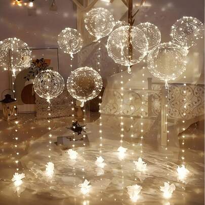 8 Stück/Set LED Schwimmende Wellen Ballons, geeignet für Hochzeitsdekoration, Geburtstagsfeier Dekoration, Bankettdekoration und Schlafzimmerdekoration Zuhause, ohne Batterie erforderlich, Ballon Zubehör, Geburtstagballons, Ballon Kranz, selbstleuchtende Schwimmende Dekoration, Innen-/Außenbereich Verwendung