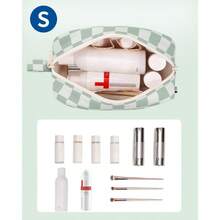 LSQ Narwey Small Checkered Makeup Bag For Purse Gift For Teen Girls Travel Makeup Pouch Mini Cosmetic Bag Cute Make Up Bags Zipper Pouch For Women And Girls Mint Green Checkerboard Small Hit - AA-MintGreenCheckerboard-Nhỏ - Xem 2