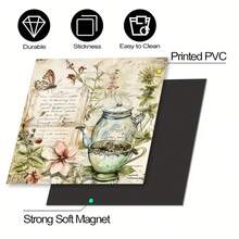 1 件复古花卉 2D 平面印刷磁性洗碗机门贴纸 - 防水、易清洁、可重复使用、适用于洗碗机、冰箱、洗衣机、烘干机装饰、无需胶水、厨房配件装饰、适合大多数洗碗机、家居装饰