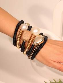 7pcs/Set Handmade Bohemian Style Heart-Shaped Tassel Bracelet Set, Suitable For Women's Daily Wear And Vacation Valentines,Mom,Mother,Mother's Day,Gift - Multicolor - View 7