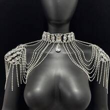 1pc Luxurious Crystal Tassel Shoulder Chain, Suitable For Wedding Bride Off-Shoulder Dress, Crystal Glass Accessory - Tassel Shoulder Chain - View 13