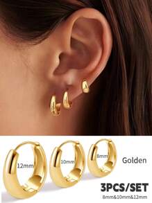 3 Pcs Set Small Gold Hoops Huggie Earrings For Women, 14K Gold Plated Dainty Cartilage Earring Hypoallergenic Hoop Earrings Set For Multiple Piercing Jewelry
