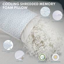 Cooling Pillows Queen Size Set Of 2 For Sleeping - Adjustable Shredded Memory Foam Pillows 2 Pack, Cool Bed Pillows For Back, Side And Stomach Sleepers, Gel Pillow Removable Cover Washable,8644596