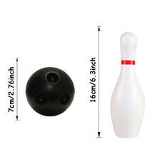 10pcs 16cm White Bowling Pins With 2pcs 7cm Black Bowling Ball Creative Indoor Floor Ball Games Family Party Interactive Fun Games - Multicolor - View 2