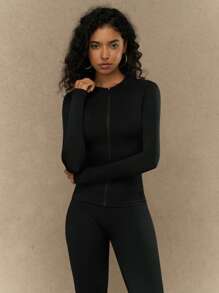 Yefecy Women's Workout Jacket Lightweight Zip Up Yoga Jacket Cropped Athletic Slim Fit Tops