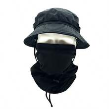 British SAS Short Brim Boonie Hat MC Dark Night Tactical Camouflage Sun Protection Hat Outdoor Hiking Sunshade Round Edge Bucket Hat (Hat And Mask ) - Multicolor - View 11