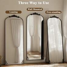 Furnbar Arched Full Length Mirror, 65"X24" Floor Mirror With Carved, Full Body Mirrors For HomeDecor, Standing/Halling Large Wall Mirror For Bedroom, Living Room, Cloakroom, Bronze, Retro Style - Đồng - Xem 4