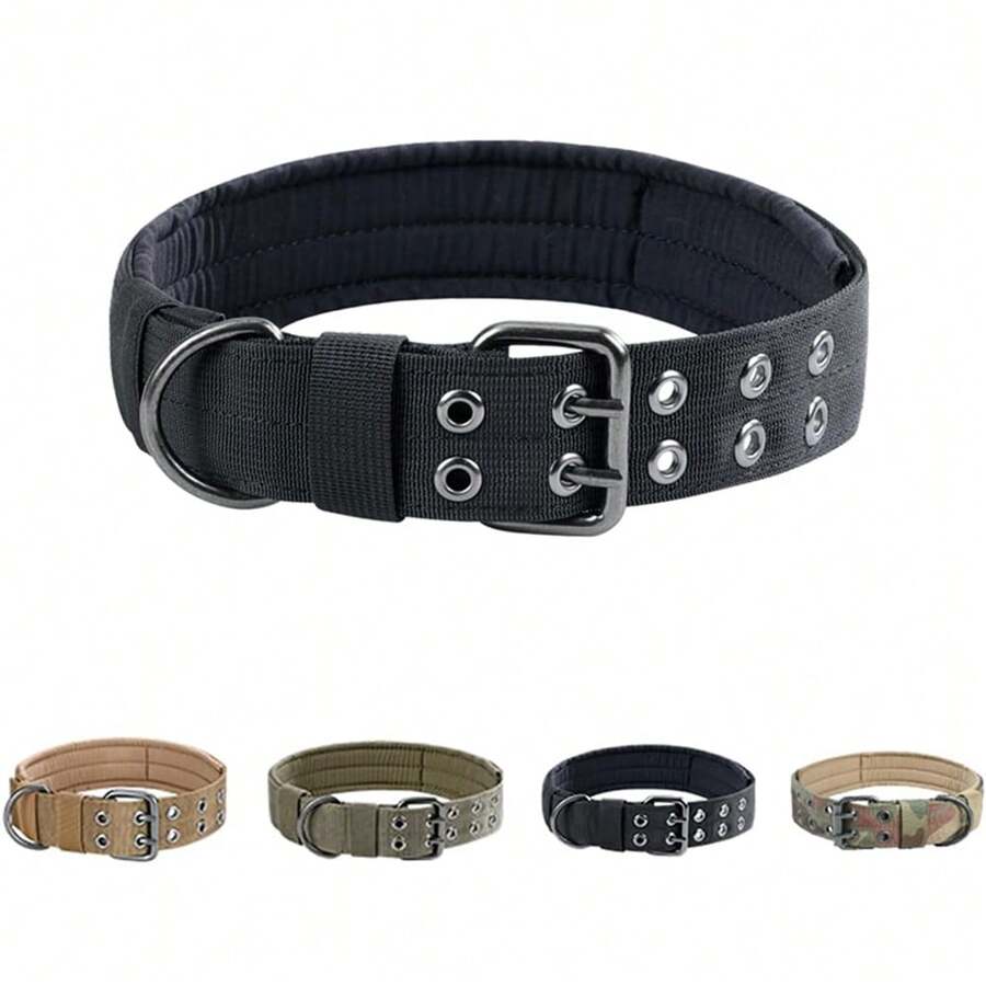 1pc Adjustable Nylon Tactical Dog Collar, 4 Color Outdoor Tactical Dog Collar For Training, Pet Dog Neck Collar With Tether, Training Tactical Dog Rope For Military Dogs, Suitable For Medium And Large Dogs, Suitable For Dog Walking, Daily Use, And Combat Training