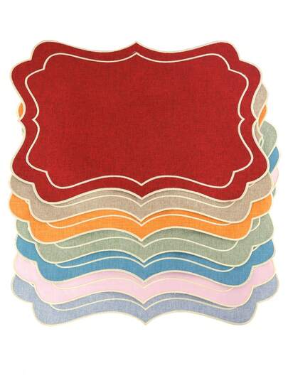 1/2/4pcs Festive Shaped Fabric Embroidered Placemats, Suitable For Wedding Party Table Decor, Minimalist & Fashionable Placemats, Coffee Machine Pads, Non-Slip Heat-Resistant Coasters, Applicable For Weddings, Parties, Holidays, Picnics, Birthday Banquets