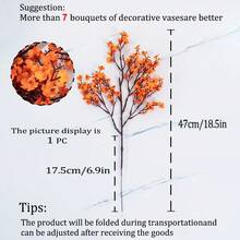 1 pezzo/5 pezzi Stella artificiale completa, Fiore di gesso, Altezza 47cm/18,5 pollici, Fiori artificiali, Fiori finti, Piante artificiali, Decorazioni artificiali, Decorazione per la casa, Decorazione per camera da letto, Forniture per feste, Decorazione per la casa - Arancione - Visualizzare 9
