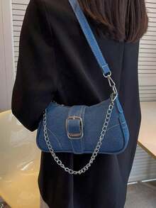 Túi đeo vai có chi tiết khóa trang trí, đường may tinh tế, dây đeo dạng xích, túi đeo vai nữ có khóa trang trí, túi hobo thời trang đường phố, bộ túi đeo chéo và ví cỡ nhỏ/trung bình, thích hợp cho mua sắm, hẹn hò, dành cho phái nữ. - Nhiều màu - Xem 2