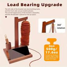 1 Set Magnetic Wooden Yarn Holder With Crochet Hooks Storage, Strong Magnet Spool Support, 360° Rotating Knitting Organizer Box, Ideal Christmas & Holiday Gift, Yarn Storage