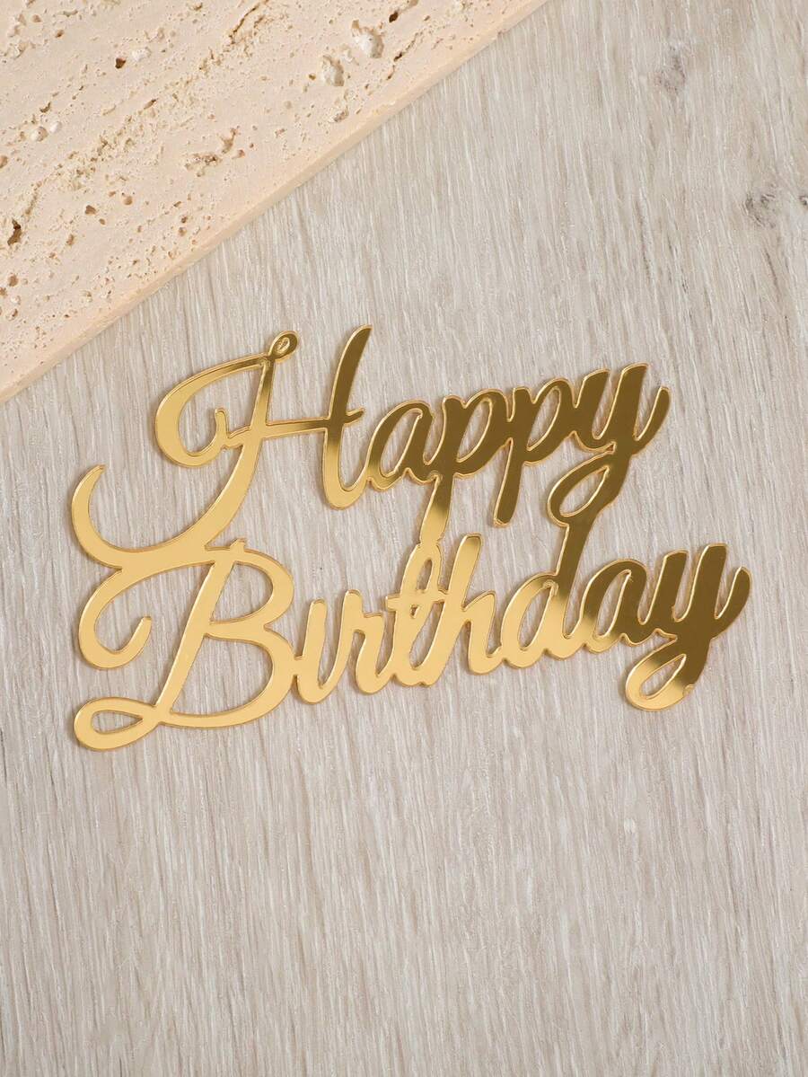 1个/3个/5个闪光生日快乐蛋糕装饰插牌，金色蛋糕装饰，亚克力蛋糕装饰棒，装饰横幅旗帜，派对周年纪念用品