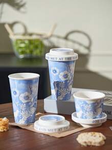 1 pieza Juego de taza de café de cerámica vintage azul y blanco, taza con asa de alta gama y exquisita, taza de oficina de gran capacidad, taza con asa de cerámica de la serie de gatos azul y blanco con tapa, taza para leche y té