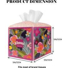 Tissue Box Holder Cover Square Tissue Cube Cover PU Leather Tissue Organizer With Bottom Belt For Bathroom, Tabletop, Kitchen, Night Stands, Office, Home, Car (1, RosyPink) - Hồng hồng - Xem 5