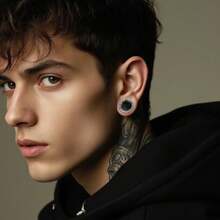 2PCS 316L Stainless Steel Meander Ear Tunnels Plugs Stretcher Studs Piercing Women Men Body Jewelry Unisex Hip-Hop Punk Style