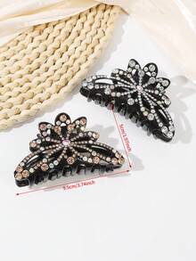 1 件时尚水钻发夹，大号优雅高端女士发饰，适合马尾辫休闲发夹，学校用品，大学 - 彩色 - 查看 5