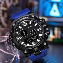 多功能男士手表，时尚运动风格电子表，带日期、秒表、夜光显示、电池供电 - 舒适表带，完美礼物 - A - 查看 5