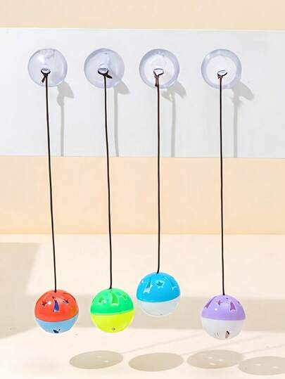 随机颜色单件装鬃狮蜥玩具，爬行动物蜥蜴玩具，互动猫玩具，带吸盘和绳子的球形铃铛，适合小型爬行动物，让您的猫咪尽情玩耍！猫玩具，猫咪用品，狗狗玩具，猫咪玩具