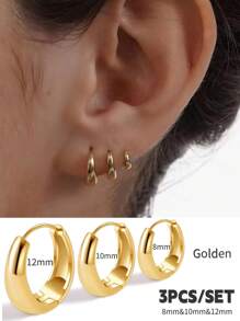 3 Pcs Set Small Gold Hoops Huggie Earrings For Women, 14K Gold Plated Dainty Cartilage Earring Hypoallergenic Hoop Earrings Set For Multiple Piercing Jewelry