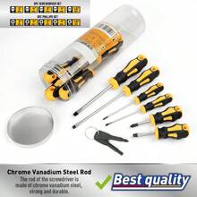 Juego de 11 piezas de destornilladores magnéticos con puntas ranuradas, mango con agarre acolchado, herramienta manual para reparación doméstica de tuercas