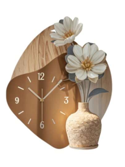 2D New Crème Creative Interior ation Wand Clock, Home Indoor Living Room, Study Bedroom, Dining Room Painting Clock. view 5