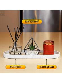 硅胶托盘套装 - 1/2 件套(11.8 英寸和 9.8 英寸)大号防碎耐热白色大理石设计梳妆台托盘,适用于浴室台面、厨房台面水槽、卫生间、卧室、肥皂、香水收纳盒 - 彩色 - 查看 5