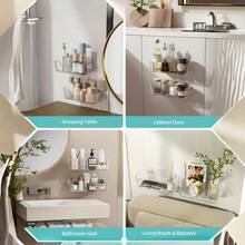 1 件透明浴室玩具收纳整理器带排水孔 - 耐用塑料浴缸支架，快干易清洁浴室淋浴架，壁挂式设计，浴室收纳和储物，浴室配件，架子 - 多色 - 查看 5