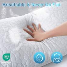 SDBCooling Pillows For Sleeping 2 Pack Shredded Memory Foam Bed Pillows Queen Size Set Of 2 Cool Gel Pillow For Hot Sleepers Adjustable Firm Pillow For Side Back And Stomach Sleepers Supportiveil05 - Làm mát trắngCơ bản - Xem 6
