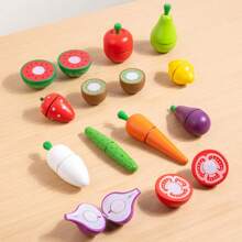 1pc Wooden Pretend Play Food Cutting Fruit Toy, Kitchen Vegetable Simulation Game, Suitable For Children 3+