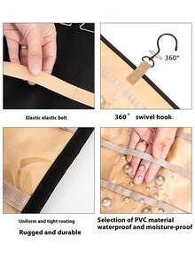 1pc Large Capacity Jewelry Storage Hanging Bag - Double-Sided Wall-Mounted Storage Cabinet, Makeup Bag, Jewelry Box, Jewelry Storage Bag, Travel Jewelry Organizer, Earring Necklace Ring Jewelry Bag, Jewelry Roll, Makeup Bag, Waterproof Travel Jewelry Bag, Portable Jewelry Organizer Rotating Hanging Jewelry Rack With Earring/Necklace/Ring Hooks | Dust-Proof Premium Storage Bag (Black, Great For Valentine's Day Gift) Highly Recommended Essential Home Jewelry Box Organizer