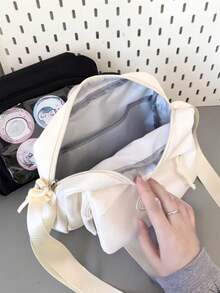 Ba lô trong suốt kiểu Nhật dễ thương, túi đeo vai phong cách Harajuku, túi đeo chéo màu pastel, cặp sách học sinh dung tích lớn tự làm dành cho bé gái, túi du lịch đa năng, túi đựng đồ cosplay anime, túi nhỏ thời trang Lolita ngọt ngào hàng ngày, túi đeo chéo nhỏ, túi xách tay, túi nhỏ di động dành cho bé gái - trắng - Xem 5