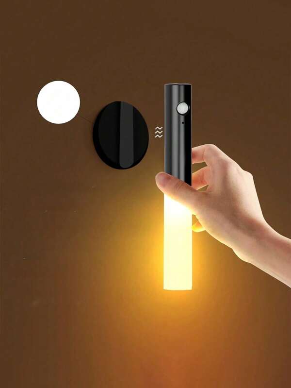 1pc Motion Sensor Night Light, Magnetic Wall Lamp, USB Rechargeable LED Light Bar, Wireless Stair, Indoor Wood Wall Lamp, Closet, Corridor, Stairway Light