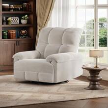 Manual Recliner Chair, Comfy Swivel Rocker Chair For Adults,Classic And Traditional Manual Recliner Chair Ergonomic High Back Silent Nursery Glider, Upholstered Fabric Reclining Sofa Chair For Living Room, Living Room Single Sofa Recliners - Beige - View 4