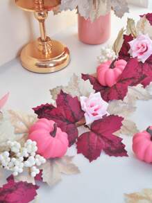 1 件 68.90 英寸仿真花酒红色和粉色枫叶、粉色南瓜、白葡萄、藤条感恩节挂饰房间、周年纪念婚礼生日、圣诞节墙壁拱形装饰家居装饰万圣节装饰房间装饰万圣节，假植物