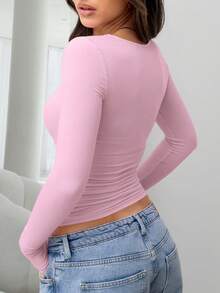 3 Pack Womens Crop Workout Tops Women Pack Summer Gym Athletic Compression Undershirts Cute Tight Basic Tops Tee - Pink+Black+White - View 5