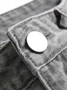 Ripped Jeans For Men Classic Mid Waist Grey Denim Pants Comfort Soft Fashion Casual Trousers Streetwear - 灰色 - 查看 6