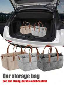1pc Multipurpose Felt Car Trunk Storage Bag, Fiber Material, Car Storage Bag With Handle, Dust And Moisture Resistant, Practical Car Accessories
