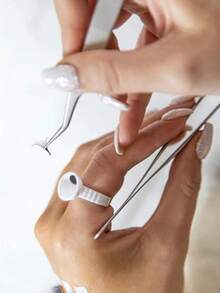 100个/50个/20个装睫毛嫁接胶水杯、纹身颜料杯、创意便携式胶水杯 - 白色 - 查看 4