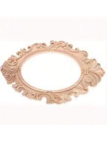 1 件欧式风格未完成木质相框圆盘，带木雕贴花镶嵌 - 大圆形切口 31x20cm，适用于婚礼、门、家居装饰